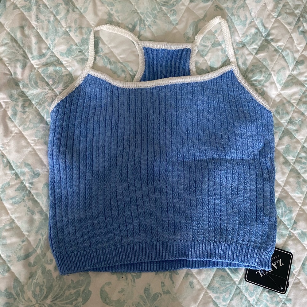 Blue Knit Tank Top